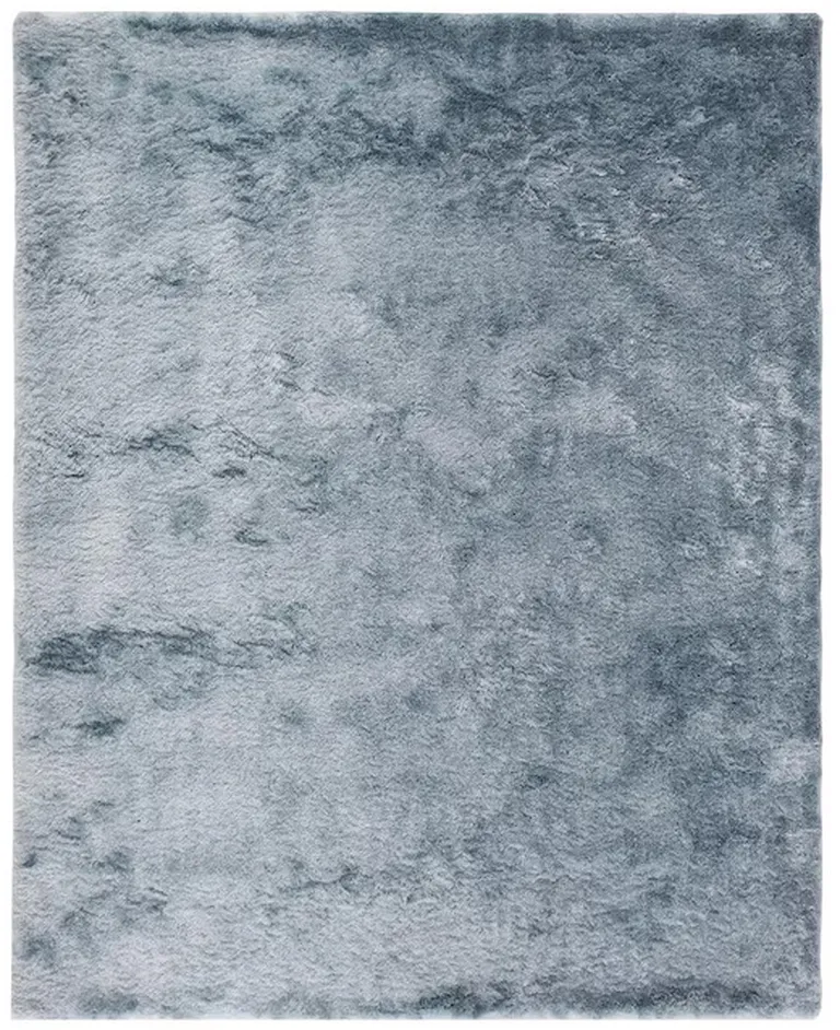 Blue And Silver Shag Tufted Handmade Area Rug Photo 4