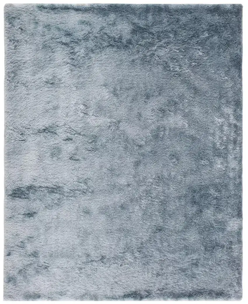 Blue And Silver Shag Tufted Handmade Area Rug Photo 2