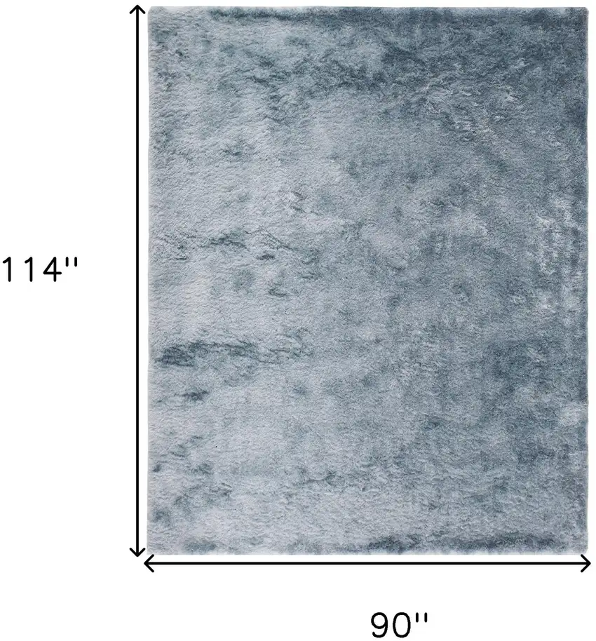 Blue And Silver Shag Tufted Handmade Area Rug Photo 10