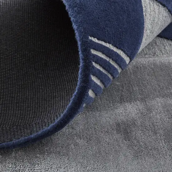 Blue And Silver Wool Geometric Tufted Handmade Area Rug Photo 7