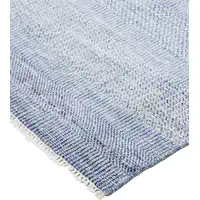 Photo of Blue And Silver Wool Striped Hand Knotted Area Rug