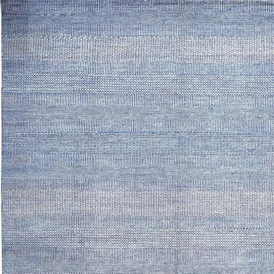 Blue And Silver Wool Striped Hand Knotted Area Rug Photo 7