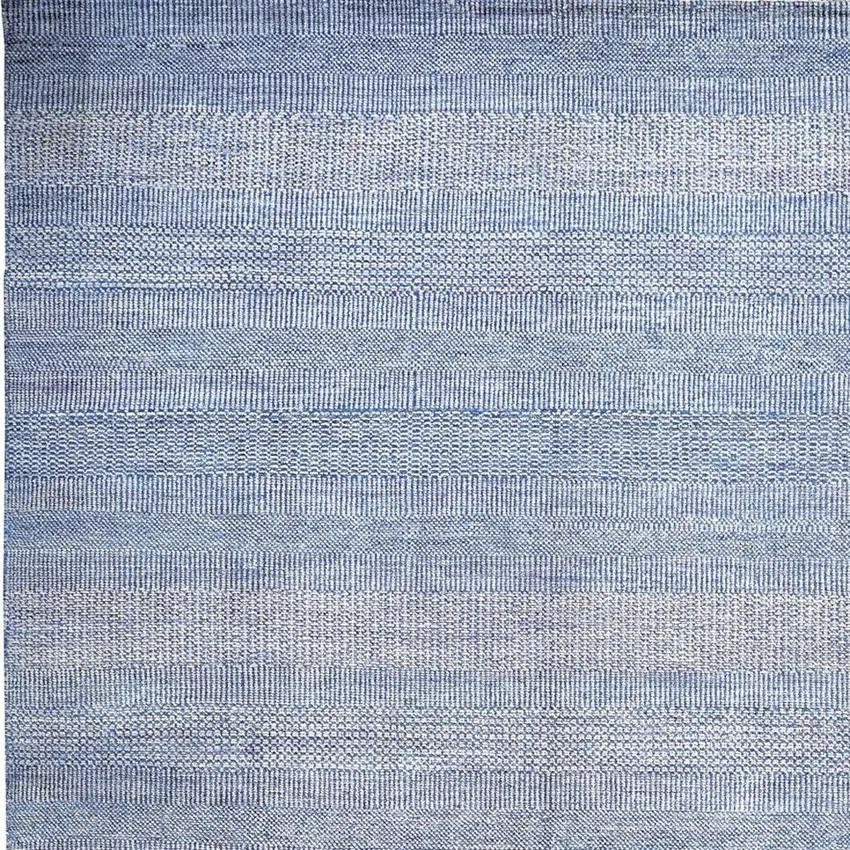 Blue And Silver Wool Striped Hand Knotted Area Rug Photo 7