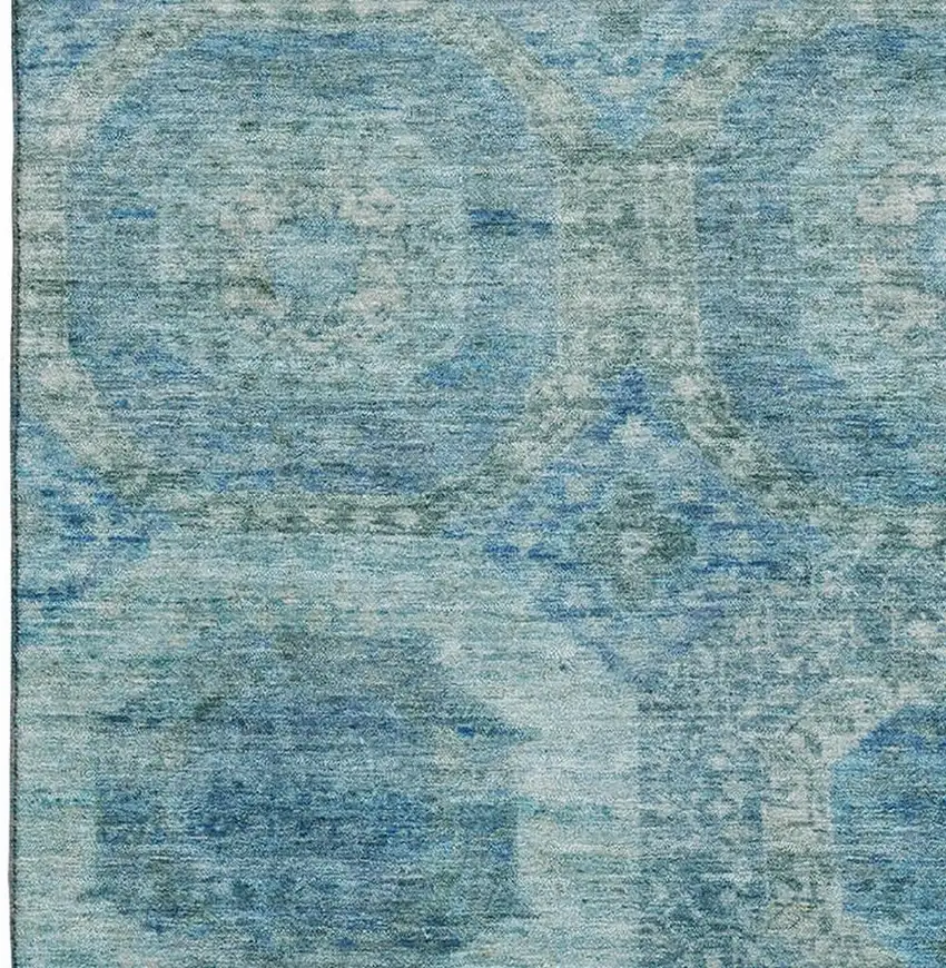Blue And Sky Blue Abstract Geometric Washable Area Rug With UV Protection Photo 4