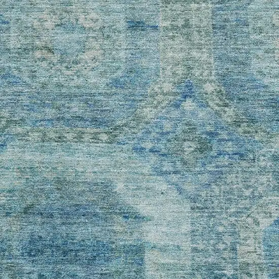 Blue And Sky Blue Abstract Geometric Washable Area Rug With UV Protection Photo 3