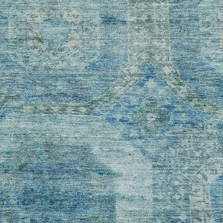 Blue And Sky Blue Abstract Geometric Washable Area Rug With UV Protection Photo 3