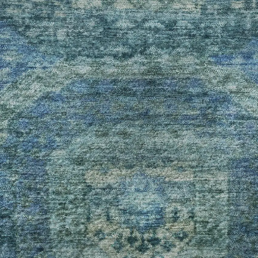 Blue And Sky Blue Abstract Geometric Washable Area Rug With UV Protection Photo 8
