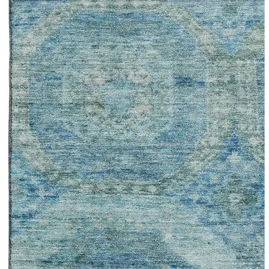 Blue And Sky Blue Abstract Geometric Washable Area Rug With UV Protection Photo 3