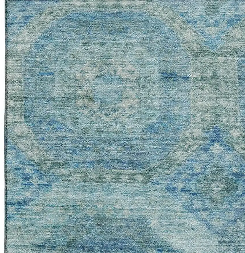 Blue And Sky Blue Abstract Geometric Washable Area Rug With UV Protection Photo 3