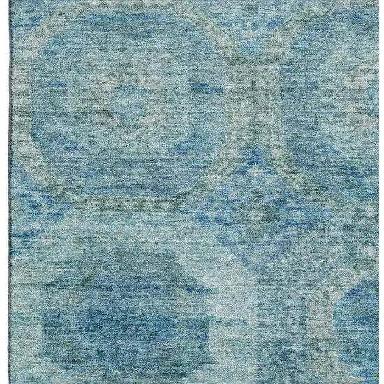 Blue And Sky Blue Abstract Geometric Washable Area Rug With UV Protection Photo 4