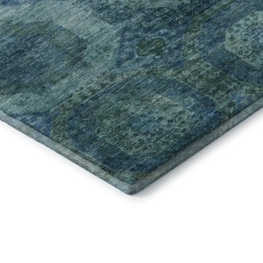 Blue And Sky Blue Abstract Geometric Washable Area Rug With UV Protection Photo 8