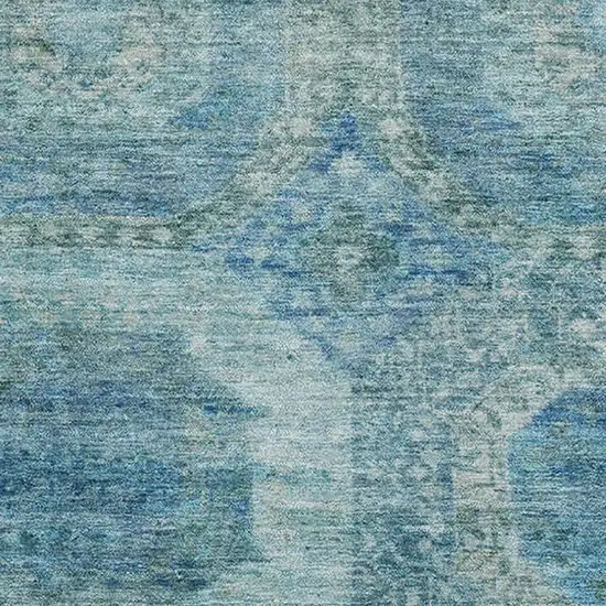 Blue And Sky Blue Abstract Geometric Washable Area Rug With UV Protection Photo 3