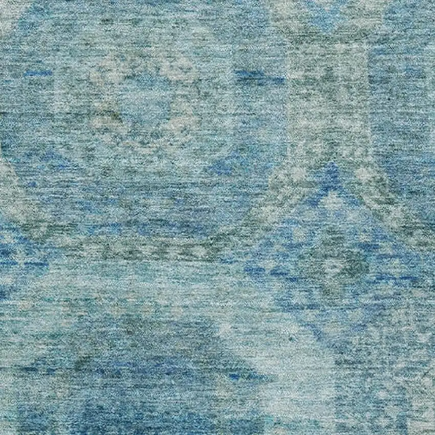 Blue And Sky Blue Abstract Geometric Washable Area Rug With UV Protection Photo 3