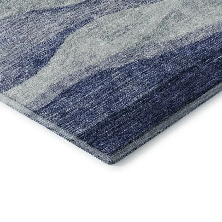 Blue And Sky Blue Abstract Washable Area Rug With UV Protection Photo 7