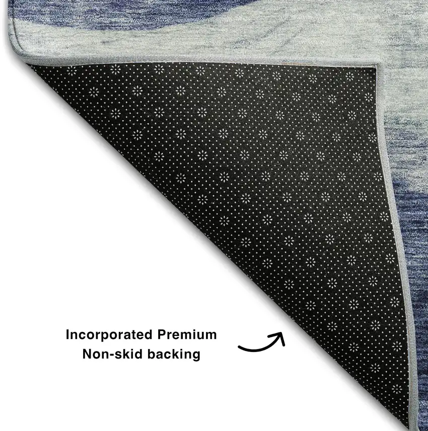 Blue And Sky Blue Abstract Washable Area Rug With UV Protection Photo 6