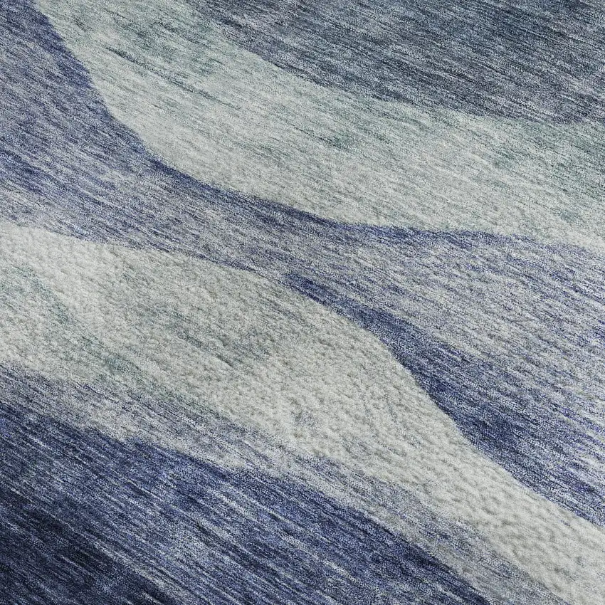 Blue And Sky Blue Abstract Washable Area Rug With UV Protection Photo 2