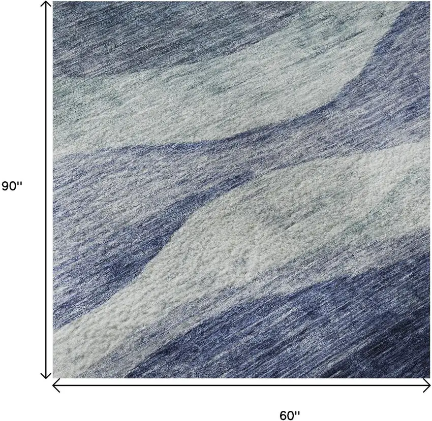 Blue And Sky Blue Abstract Washable Area Rug With UV Protection Photo 9