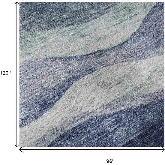 Blue And Sky Blue Abstract Washable Area Rug With UV Protection Photo 9