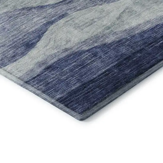 Blue And Sky Blue Abstract Washable Area Rug With UV Protection Photo 6