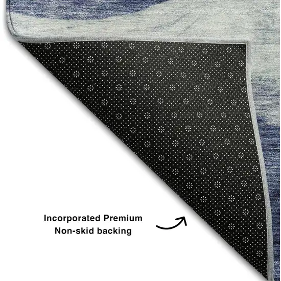 Blue And Sky Blue Abstract Washable Area Rug With UV Protection Photo 5