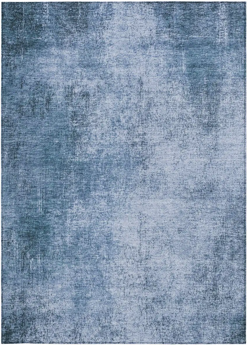 Blue And Sky Blue Abstract Washable Indoor Outdoor Area Rug Photo 1