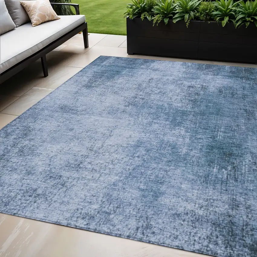 Blue And Sky Blue Abstract Washable Indoor Outdoor Area Rug Photo 2