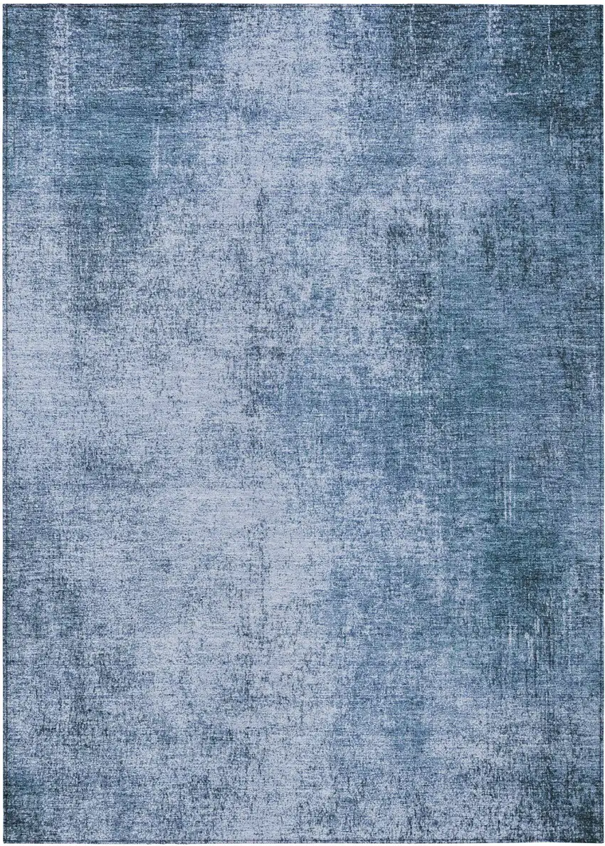 Blue And Sky Blue Abstract Washable Indoor Outdoor Area Rug Photo 8