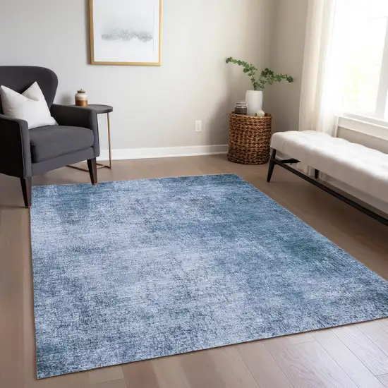 Blue And Sky Blue Abstract Washable Indoor Outdoor Area Rug Photo 6