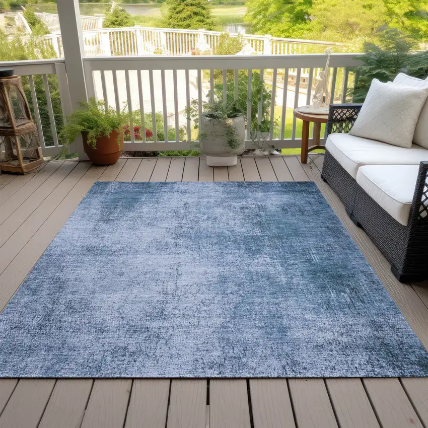 Blue And Sky Blue Abstract Washable Indoor Outdoor Area Rug Photo 7