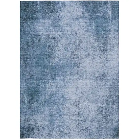 Blue And Sky Blue Abstract Washable Indoor Outdoor Area Rug Photo 1
