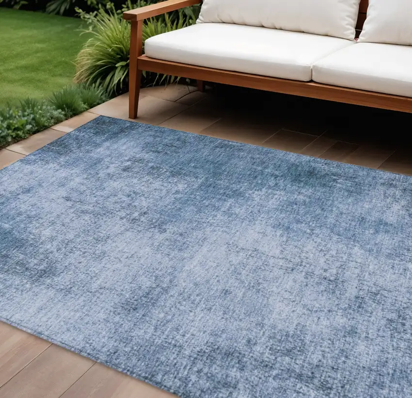 Blue And Sky Blue Abstract Washable Indoor Outdoor Area Rug Photo 2