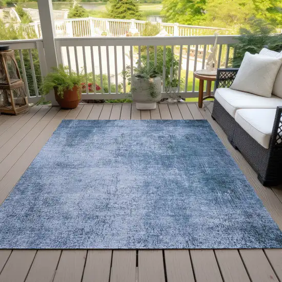 Blue And Sky Blue Abstract Washable Indoor Outdoor Area Rug Photo 8