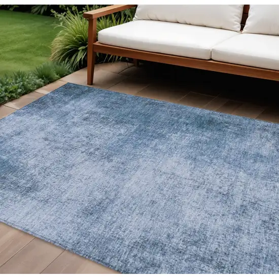 Blue And Sky Blue Abstract Washable Indoor Outdoor Area Rug Photo 2