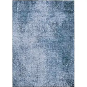 Photo of Blue And Sky Blue Abstract Washable Indoor Outdoor Area Rug
