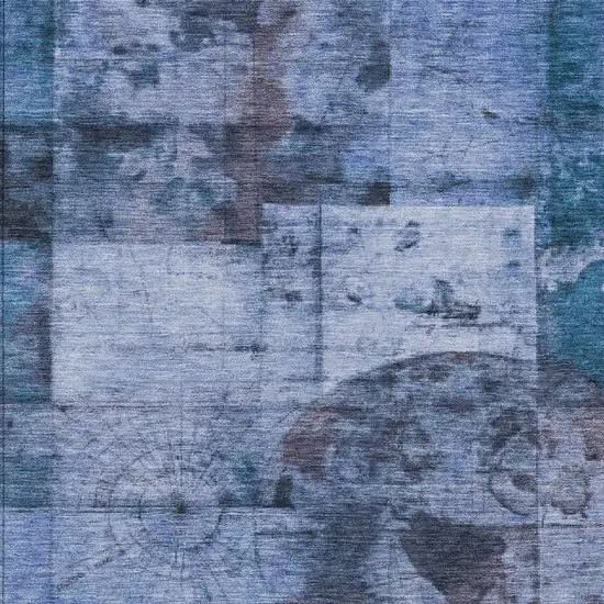 Blue And Sky Blue Abstract Washable Indoor Outdoor Area Rug Photo 1