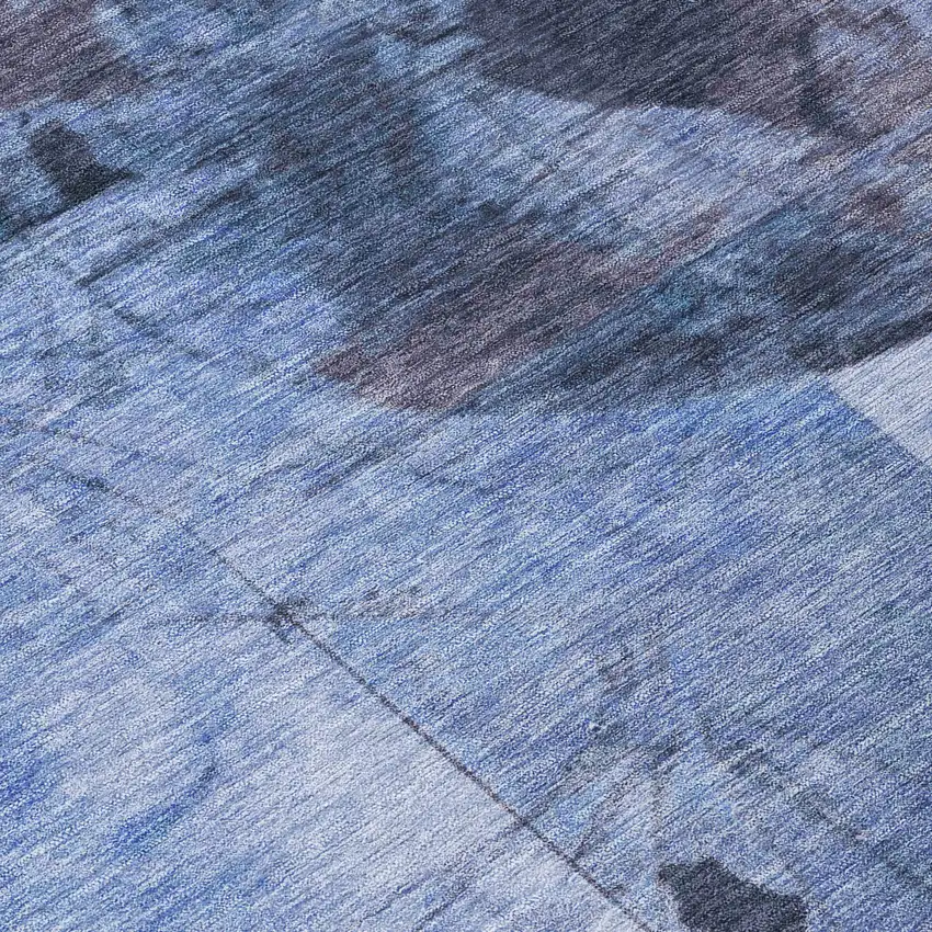 Blue And Sky Blue Abstract Washable Indoor Outdoor Area Rug Photo 8