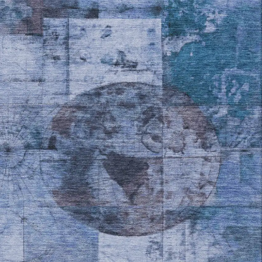 Blue And Sky Blue Abstract Washable Indoor Outdoor Area Rug Photo 9