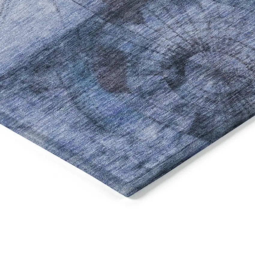 Blue And Sky Blue Abstract Washable Indoor Outdoor Area Rug Photo 9