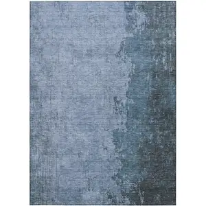 Photo of Blue And Sky Blue Abstract Washable Indoor Outdoor Area Rug