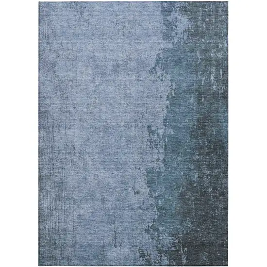 Blue And Sky Blue Abstract Washable Indoor Outdoor Area Rug Photo 1