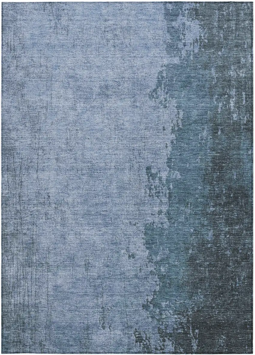 Blue And Sky Blue Abstract Washable Indoor Outdoor Area Rug Photo 1