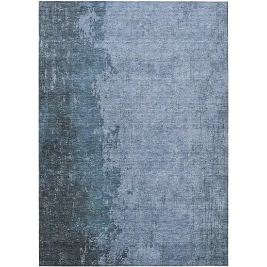 Blue And Sky Blue Abstract Washable Indoor Outdoor Area Rug Photo 1