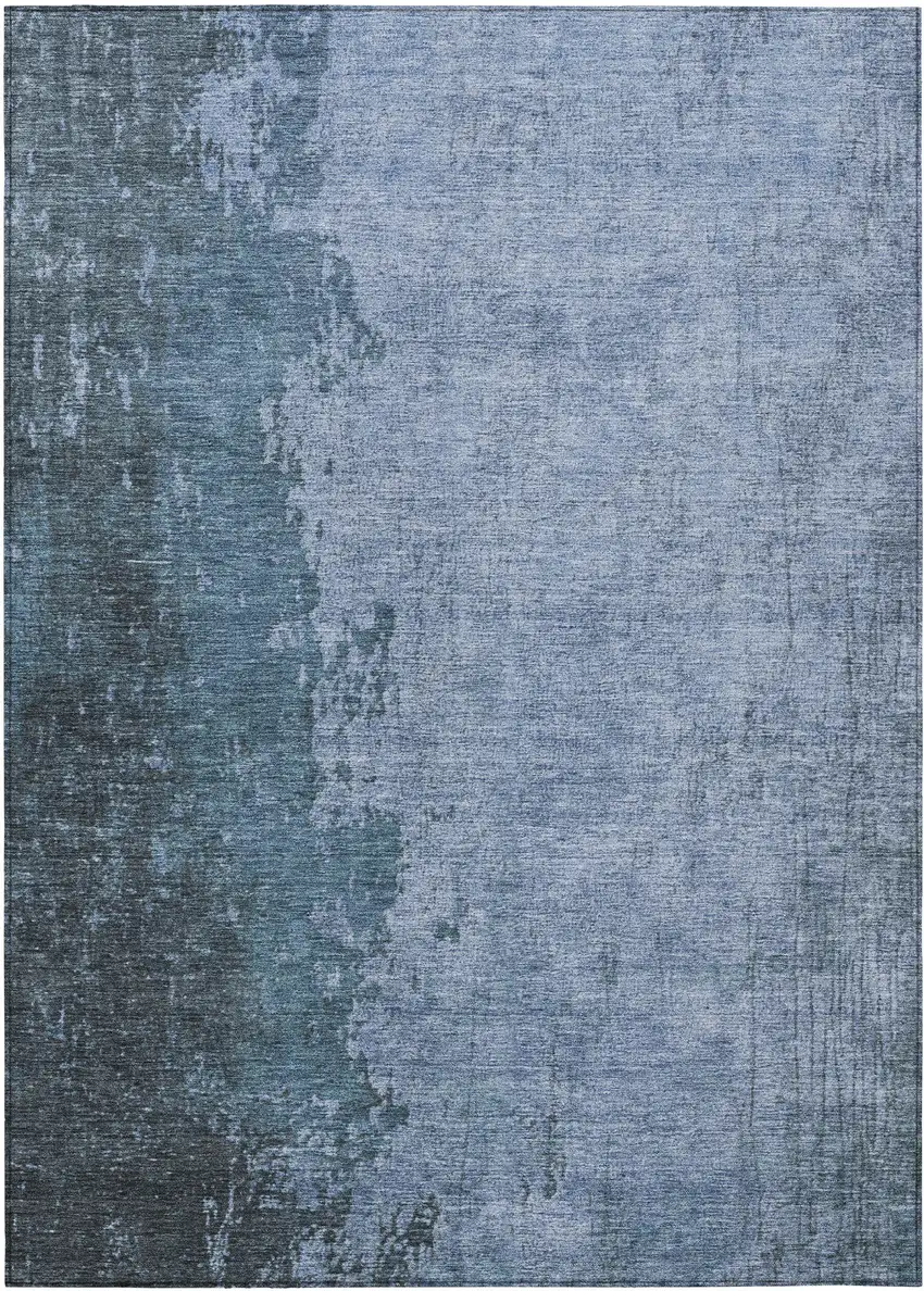 Blue And Sky Blue Abstract Washable Indoor Outdoor Area Rug Photo 8