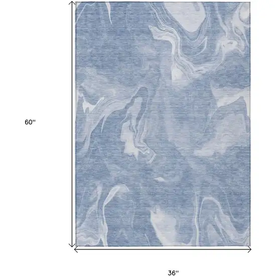 Blue And Sky Blue Abstract Washable Indoor Outdoor Area Rug Photo 3
