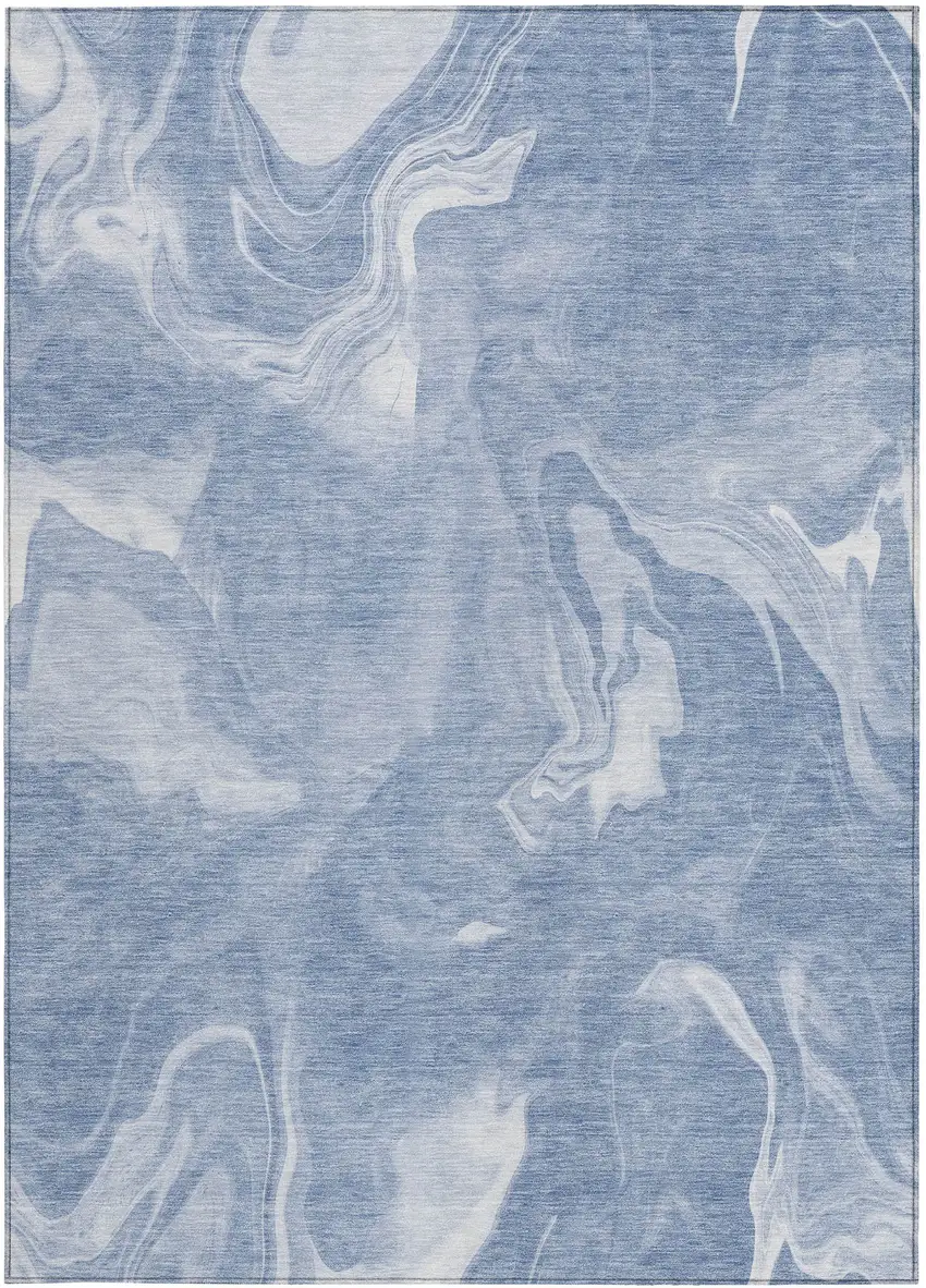 Blue And Sky Blue Abstract Washable Indoor Outdoor Area Rug Photo 7