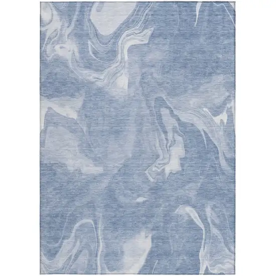 Blue And Sky Blue Abstract Washable Indoor Outdoor Area Rug Photo 7
