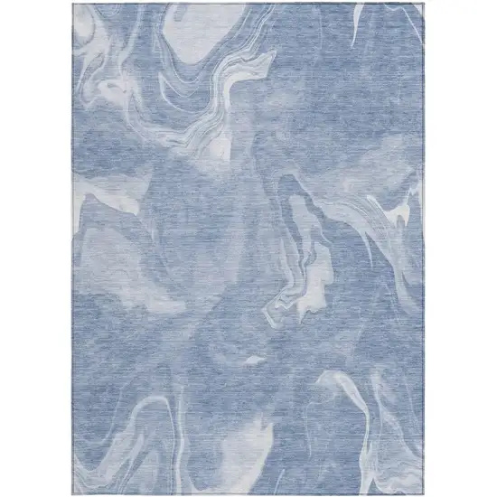 Blue And Sky Blue Abstract Washable Indoor Outdoor Area Rug Photo 7