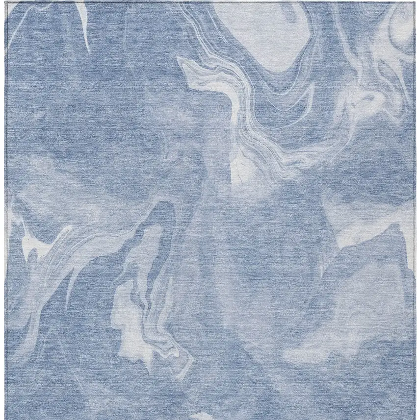 Blue And Sky Blue Abstract Washable Indoor Outdoor Area Rug Photo 7
