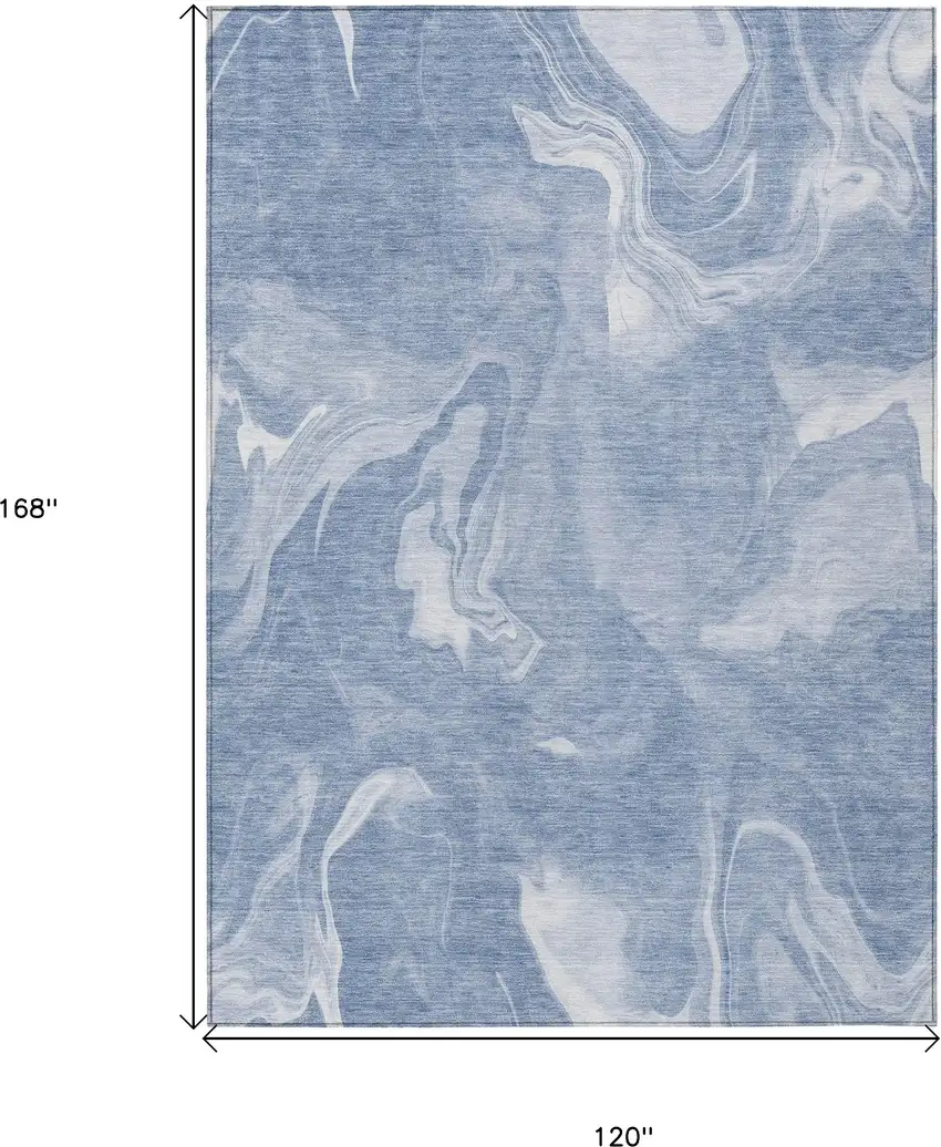 Blue And Sky Blue Abstract Washable Indoor Outdoor Area Rug Photo 3