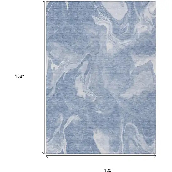 Blue And Sky Blue Abstract Washable Indoor Outdoor Area Rug Photo 3